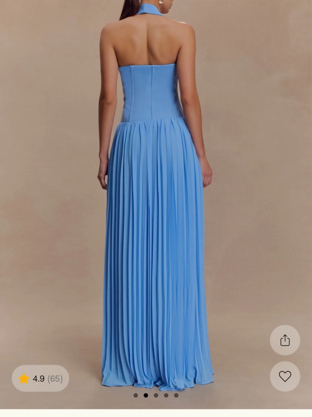 MESHKI Stacie Pleated Halter Dress - Picture 2 of 3